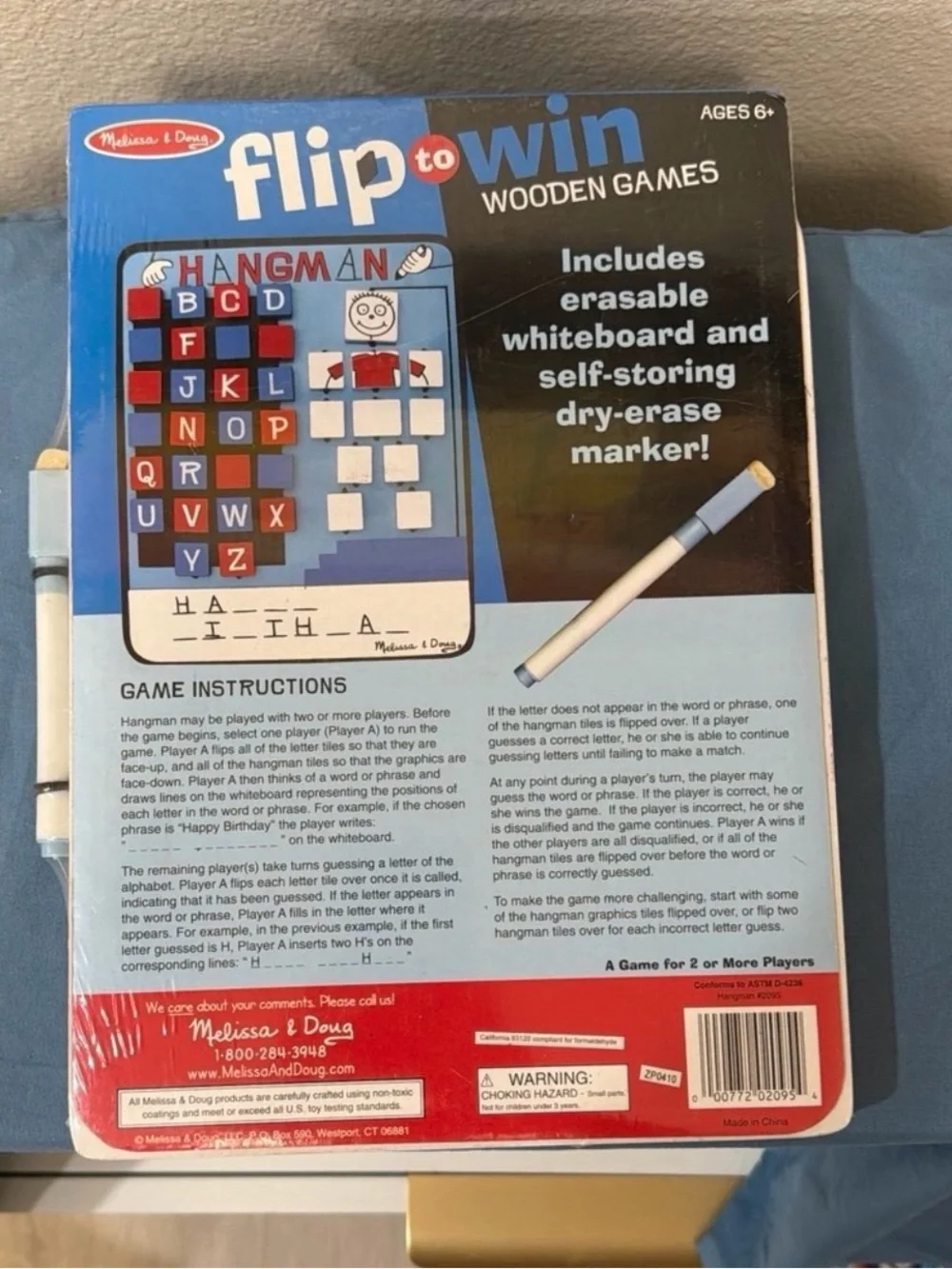 NEW Melissa & Doug Flip to Win “Hangman” Wooden Travel Game